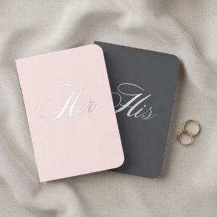 Blush Pink & Charcoal His & Her  Foil Vow Books