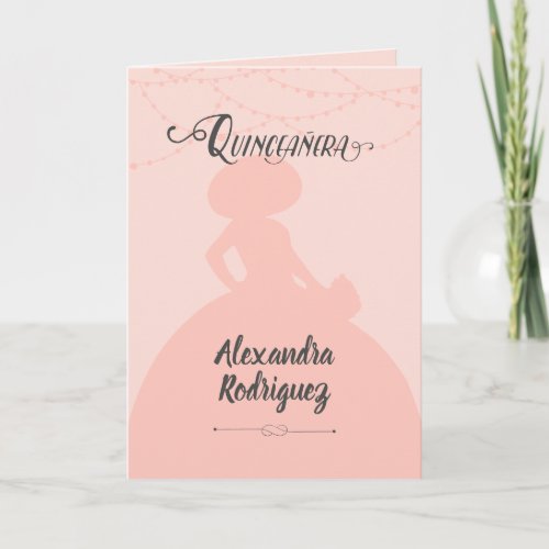 Blush Pink Charro Silhouette Quinceanera Invitation