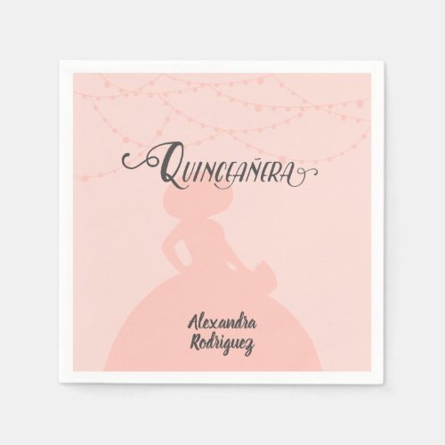 Blush Pink Charro Silhouette Quinceanera Napkins