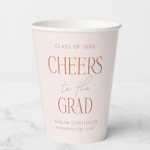 Blush Pink Cheers to the Grad Graduation Party Paper Cups
