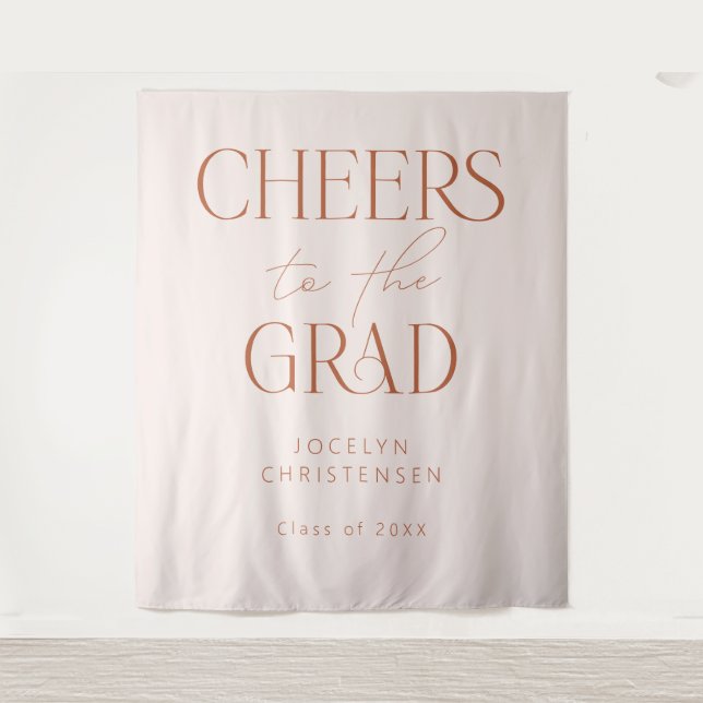 Blush Pink Cheers to the Grad Photo Backdrop (Front)
