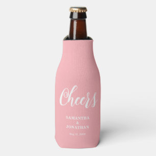 Blush Pink Cheers Wedding Bottle Cooler