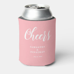 Blush Pink Cheers Wedding  Can Cooler