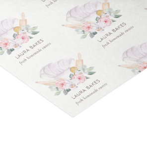 Blush Pink Chef Hat Catering Floral Roller Tissue Paper