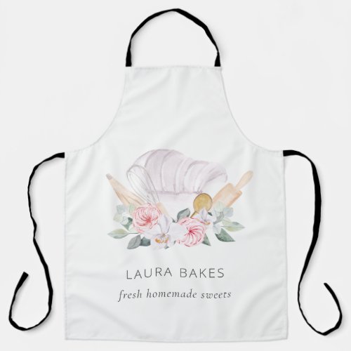 Blush Pink Chef Hat Catering Floral Roller Whisk Apron