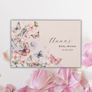 Blush Pink Cherry Blossom Butterflies Name Guest Book