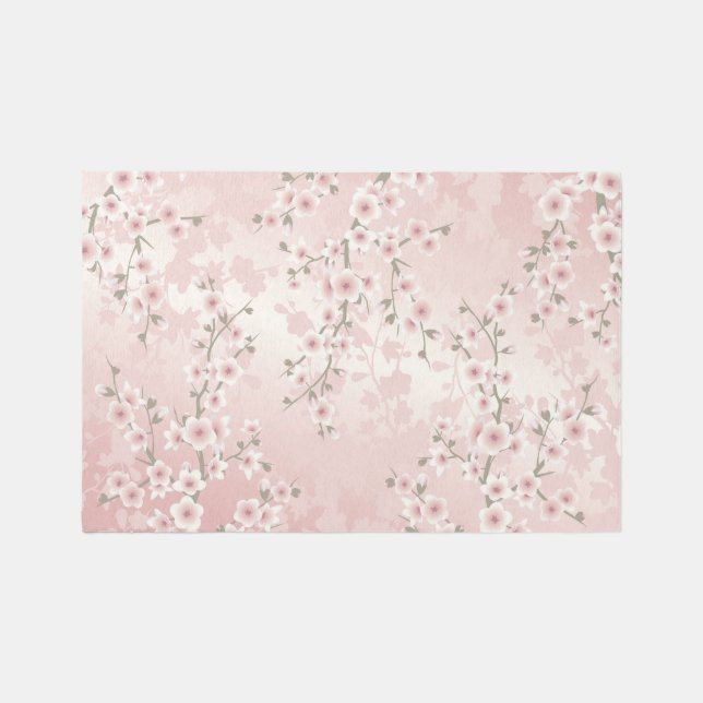 Blush Pink Cherry Blossom Rug (Front)