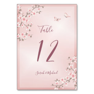 Blush Pink Cherry Blossom  Wedding Table Number