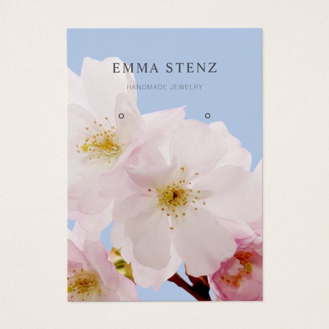 Blush Pink Cherry Blossoms Earring Display Card (Front)