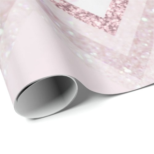 blush pink chevron rose gold glitter wrapping paper