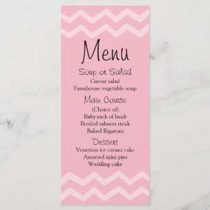 Blush Pink Chevron Stripes Menu Wedding Party