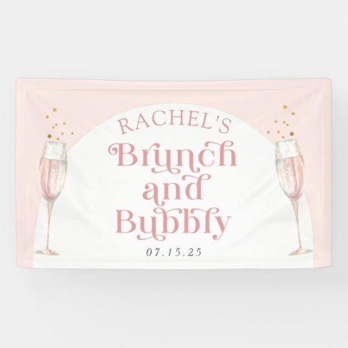 blush pink chic brunch  bubbly bridal shower  banner