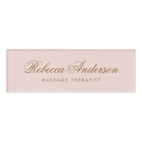 Blush pink chic calligraphy script name tag