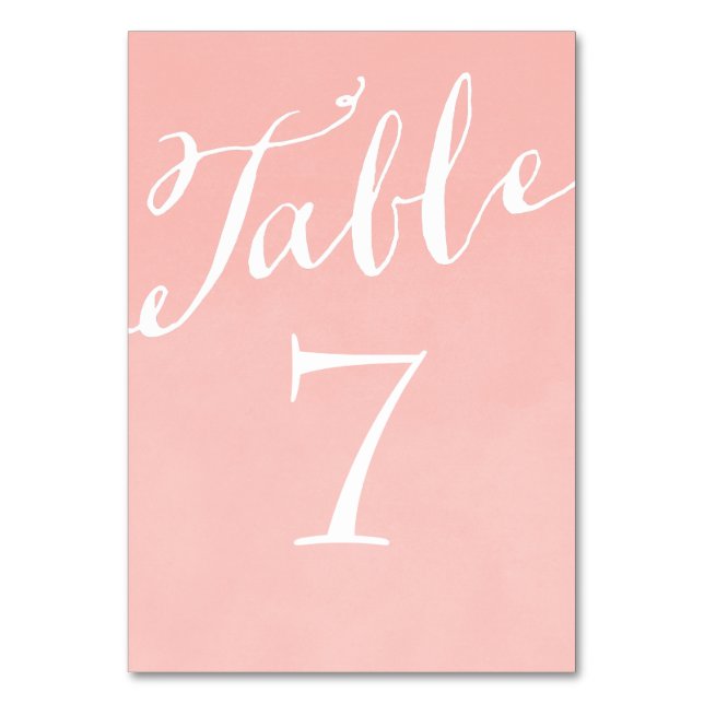Blush Pink Chic Calligraphy Table Numbers (Front)