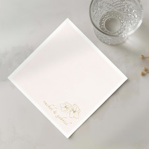 Blush Pink   Chic Faux Gold Floral Wedding  Napkins