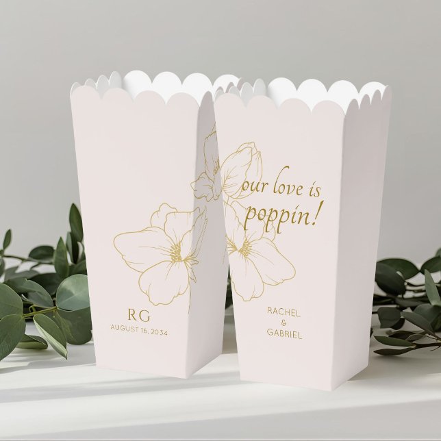 Blush Pink | Chic Floral Couple Popcorn  Favor Box (Creator Uploaded)