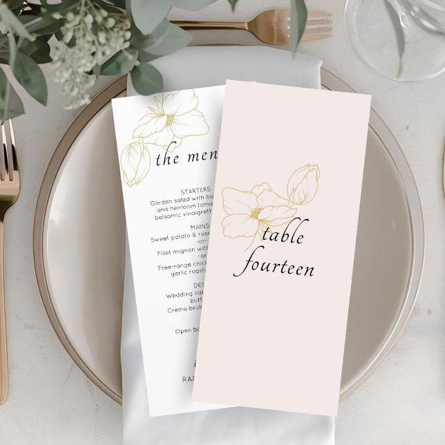 Blush Pink | Chic Floral Wedding Flat Menu (Creator Uploaded)