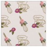 Blush Pink Chic Floral Whisk &amp; Stand Mixer Pattern Fabric