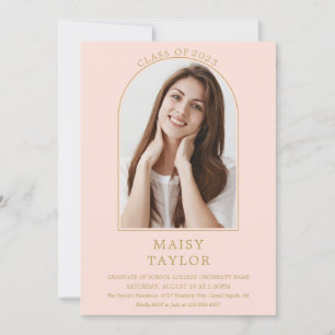 Blush Pink Chic Gold Arch Photo Graduation Party I Invitation