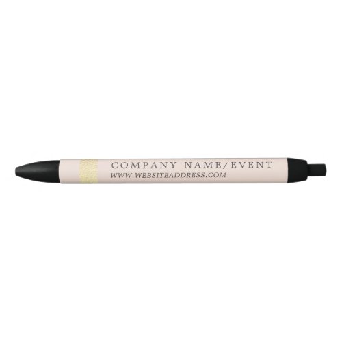 Blush Pink Chic Gold Foil Stripe CompanyEvent Black Ink Pen