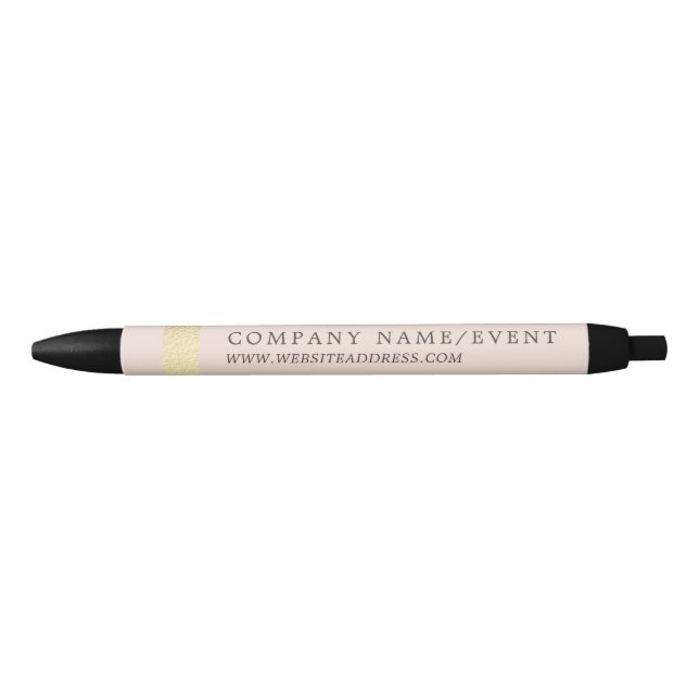 Blush Pink, Chic Gold Foil Stripe, Company/Event Pen (Front)