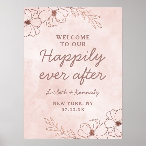 Blush Pink Chic Happily Ever After Reception Sign