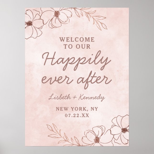 Blush Pink Chic Happily Ever After Reception Sign (Front)