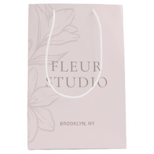 Blush Pink Chic Minimal Floral Price Tags Medium Gift Bag