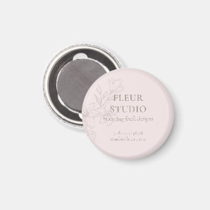 Blush Pink Chic Minimalist Floral Magnet