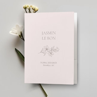 Blush Pink | Chic Minimalist Floral Pocket Folder