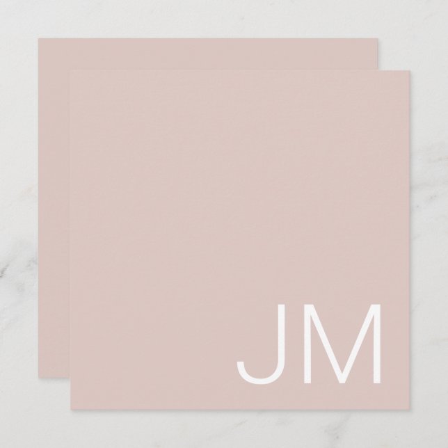 Blush Pink Chic Monogrammed Oversized Initials Note Card (Front/Back)