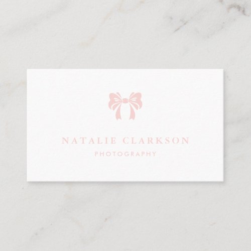 Blush Pink Chic Pretty Bow Minimalist Business Card