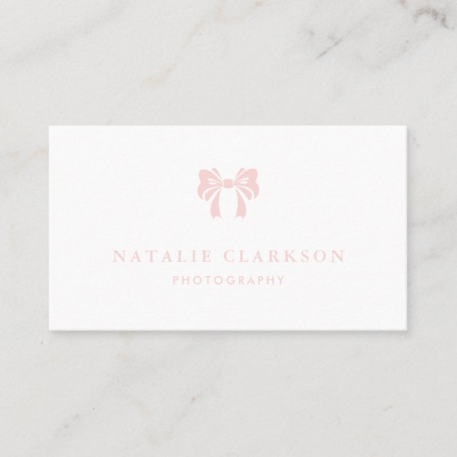 Blush Pink Chic Pretty Bow Minimalist Business Card (Front)