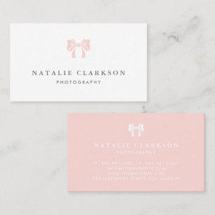 Blush Pink Chic Pretty Bow Minimalist Business Card