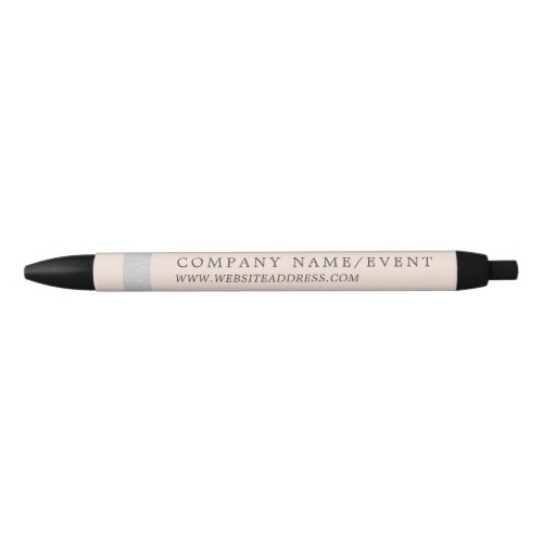 Blush Pink Chic Silver Foil Stripe CompanyEvent Black Ink Pen
