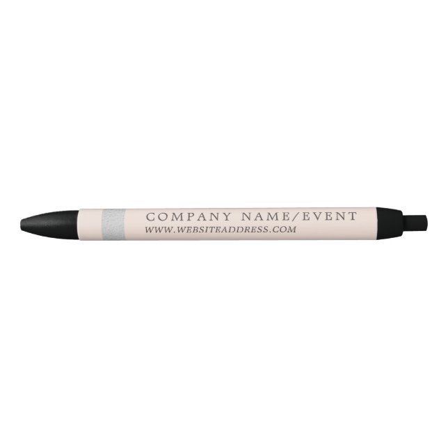 Blush Pink, Chic Silver Foil Stripe, Company/Event Pen (Front)