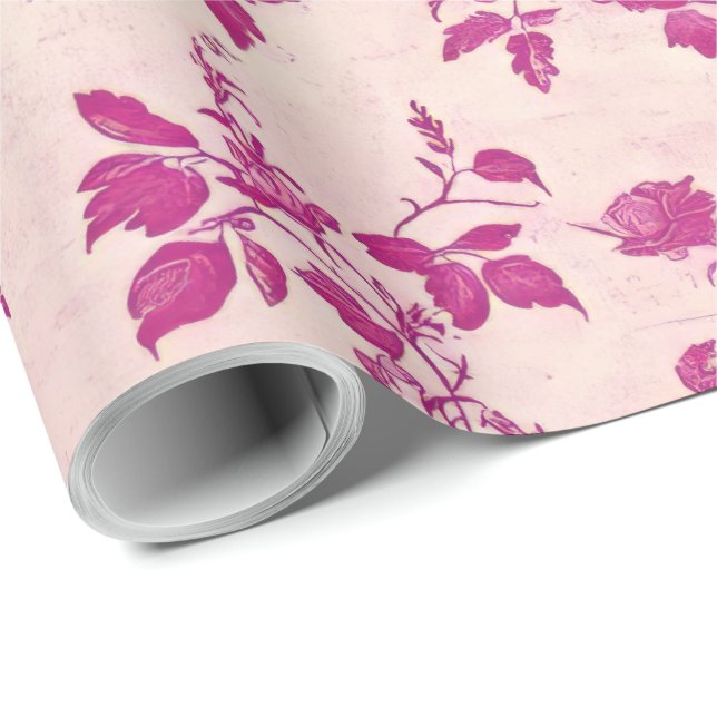 Blush Pink Chinoiserie Decoupage Wrapping Paper (Roll Corner)
