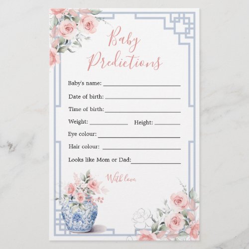 Blush Pink Chinoiserie Ginger Jar Baby Predictions
