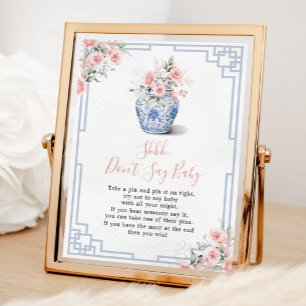 Blush Pink Chinoiserie Ginger Jar Don't Say Baby Poster