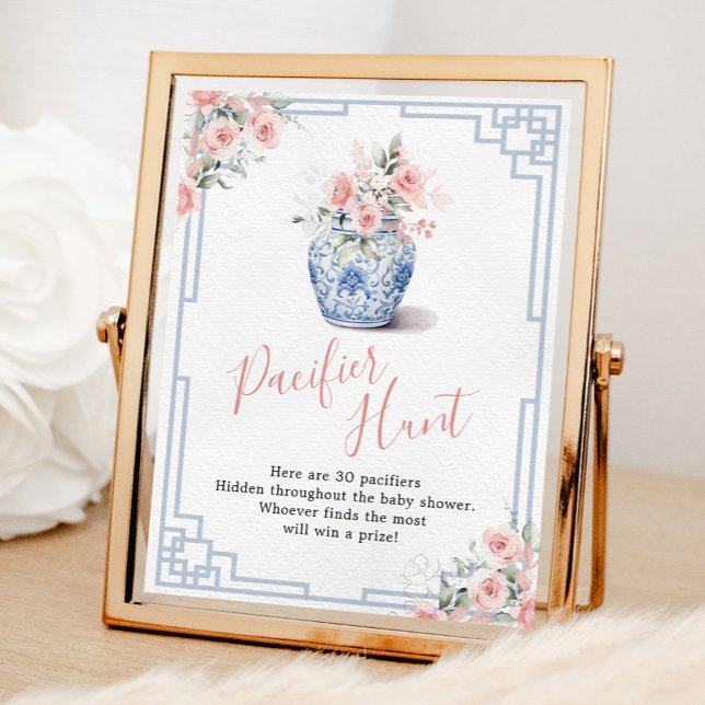 Blush Pink Chinoiserie Ginger Jar Pacifier Hunt Poster (Creator Uploaded)