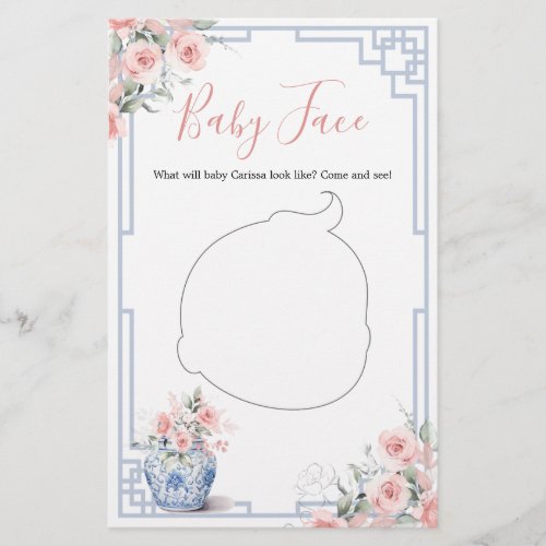 Blush Pink Chinoiserie Ginger Jar Shower Baby Face