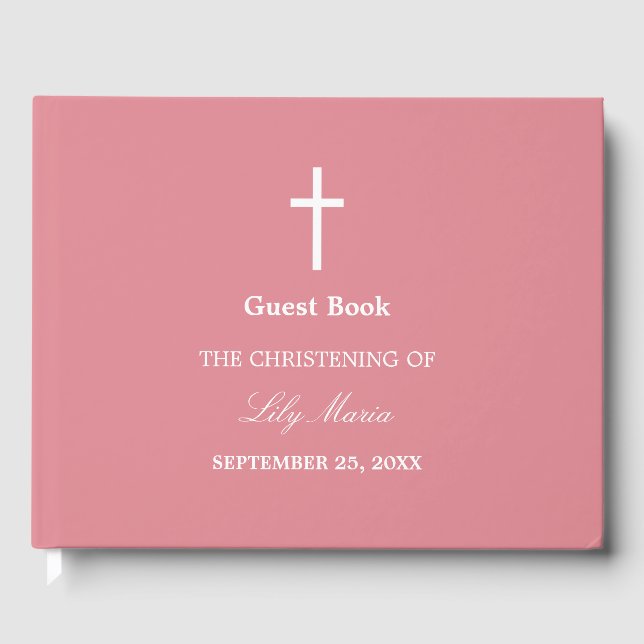 Blush Pink Christening Guest Book (Front)