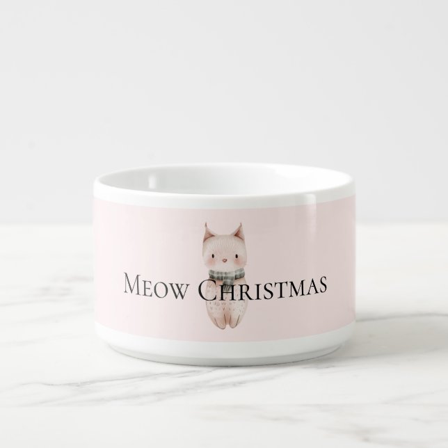 Blush Pink Christmas Cat Bowl (Center)