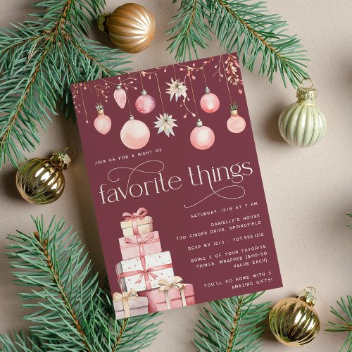 Blush Pink Christmas Favorite Things Party Invitation