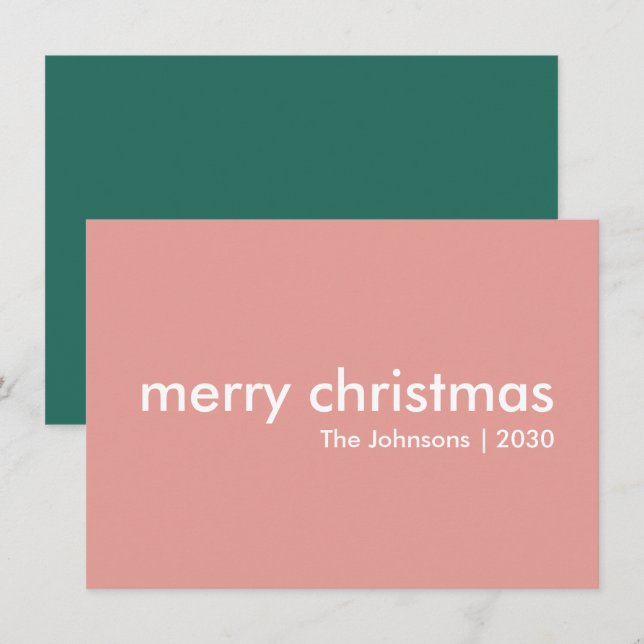 Blush Pink Christmas | Minimalist Clean Simple Holiday Card (Front/Back)
