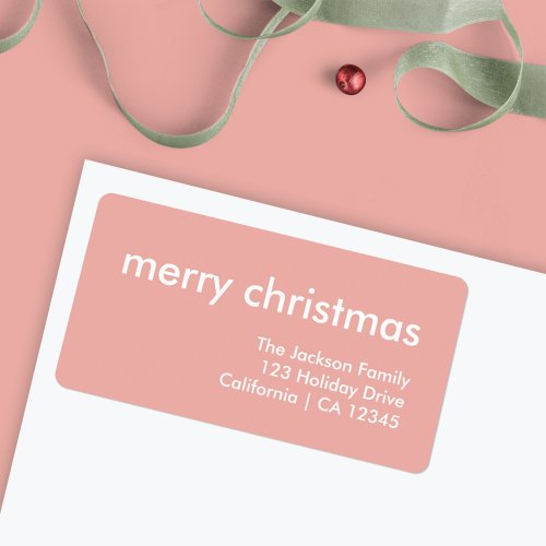 Blush Pink Christmas  Minimalist Return Address Label