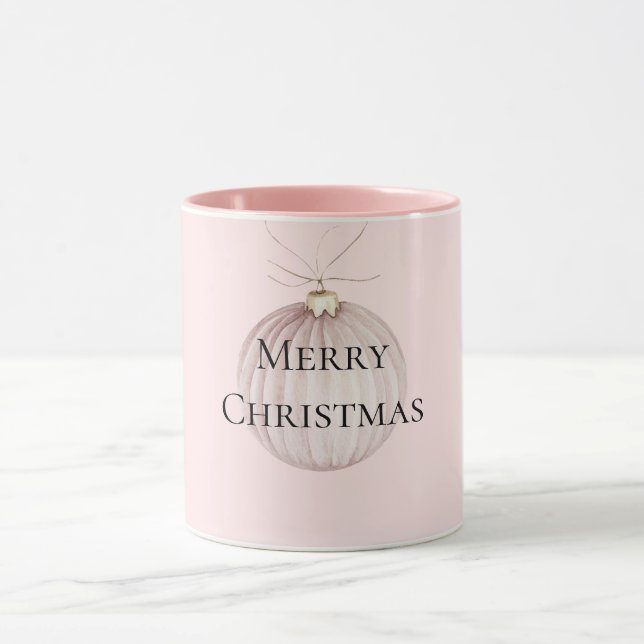 Blush Pink Christmas Ornament Coffee Mug (Center)