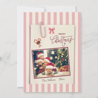 Blush Pink Christmas Scrapbook Photo holiday card
