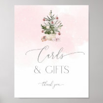 Blush pink christmas tree Cards and gifts Poster