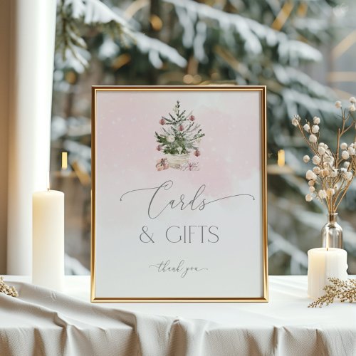 Blush pink christmas tree Cards and gifts Poster